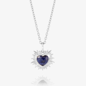 Silver and electric blue sapphire heart necklace - Silverado Jewellery