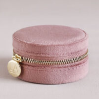 Rose Pink Velvet Round Jewellery Box - Lisa Angel - Silverado Jewellery