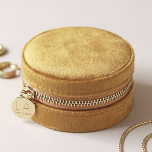 Mustard Velvet round Jewellery Case - Lisa Angel - Silverado Jewellery