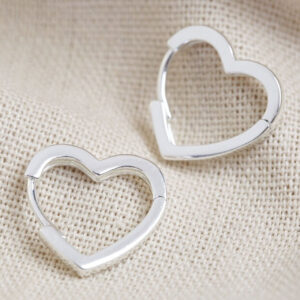 Silver Heart Shaped Hoop Earrings - Lisa Angel - Silverado Jewellery