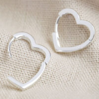 Silver Heart Shaped Hoop Earrings - Lisa Angel - Silverado Jewellery