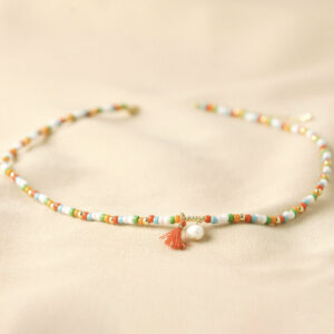 Colourful Pearl and Tassel Beaded Necklace