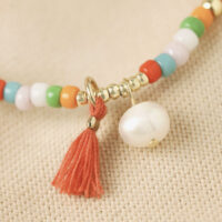 Colourful Pearl and Tassel Beaded Necklace