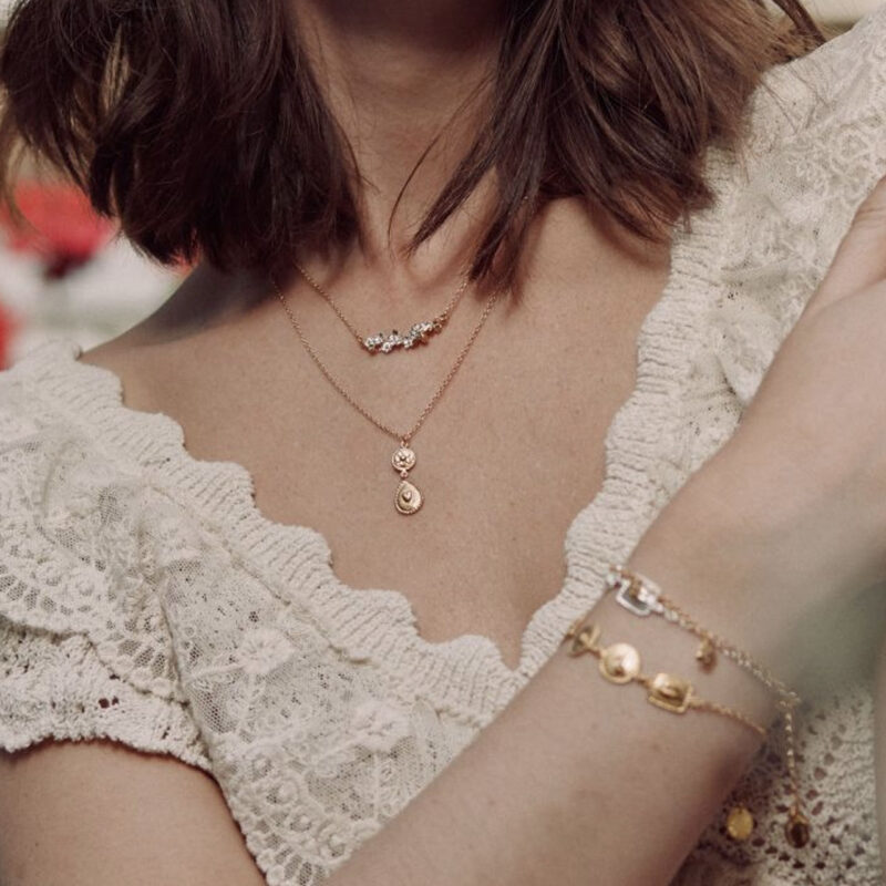 Gold heart and flower necklace - Alex Monroe - Silverado Jewellery