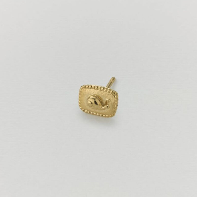 Gold Rectangle Snail single stud earring - Alex Monroe - Silverado Jewellery