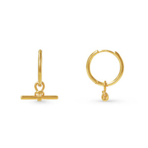 Dainty Tbar Knot Hoop Huggie Earrings - Orelia London - Silverado Jewellery