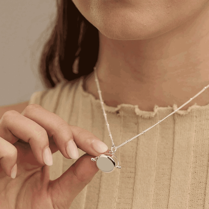 Silver Spinning Disc Necklace - Orelia London - Silverado Jewellery