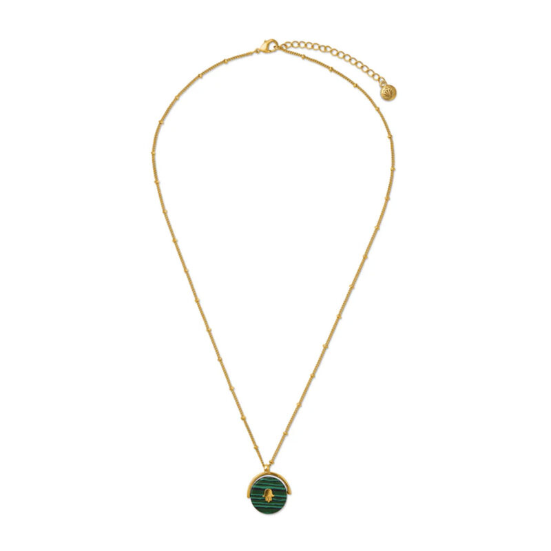 Malachite Hamsa Hand Spinning Necklace - Orelia London - Silverado Jewellery