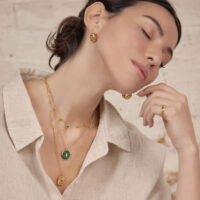 Malachite Hamsa Hand Spinning Necklace - Orelia London - Silverado Jewellery