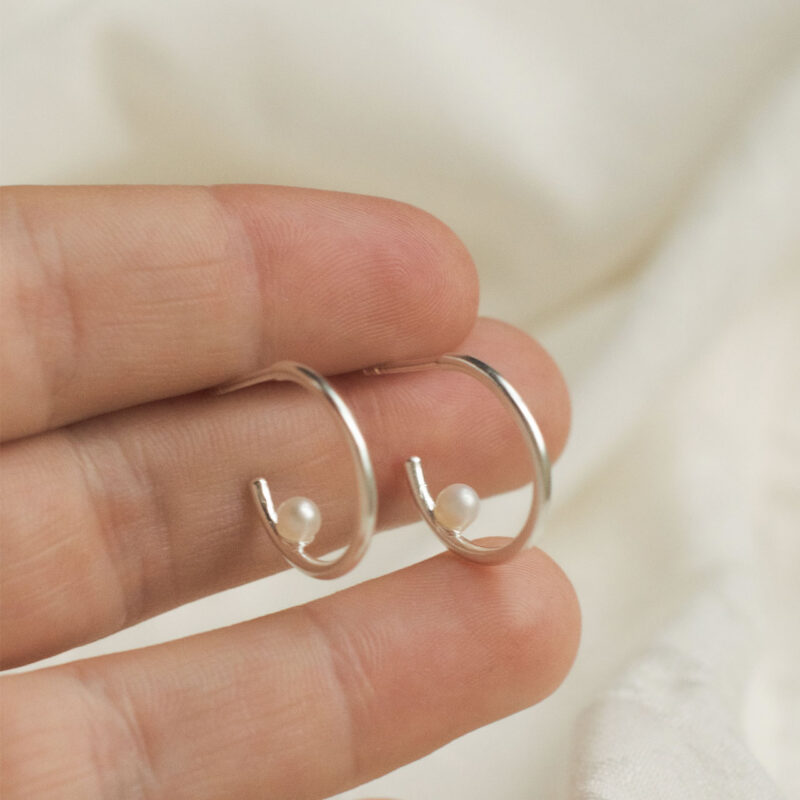 Pearl Globe Hoop Earrings - Pernille Corydon - Silverado Jewellery