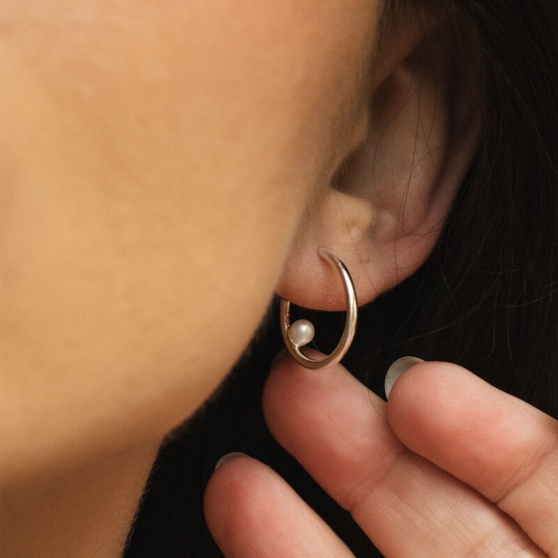 Pearl Globe Hoop Earrings - Pernille Corydon - Silverado Jewellery