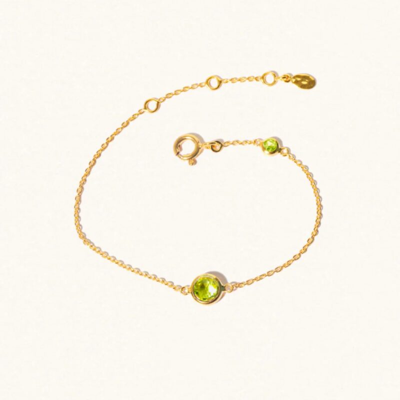 Gold Peridot August Birthstone Bracelet - Luceir - Silverado Jewellery
