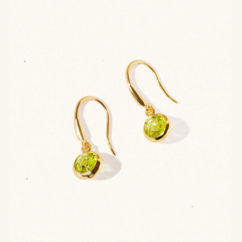 Gold Peridot August Birthstone Drop Earrings - Luceir - Silverado Jewellery