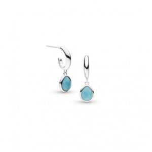 Coast Pebble Azure Gemstone Hoop Drop Earrings