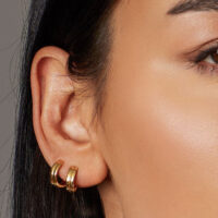 Golden Bevel Unity Huggie Hoop Earrings - Kit Heath - Silverado Jewellery