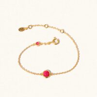 Gold Ruby Quartz July Birthstone Bracelet - Luceir - Silverado Jewellery