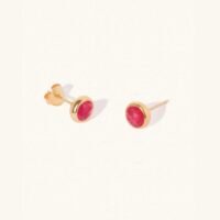 Gold Ruby Quartz July Birthstone Stud Earrings - Luceir - Silverado Jewellery