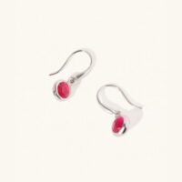 Silver Ruby Quartz July Birthstone Drop Earrings