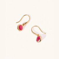 Gold Ruby Quartz July Drop Earrings - Luceir - Silverado Jewellery