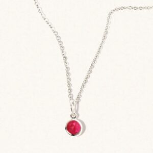 Silver Ruby Quartz July Birthstone Necklace - Luceir - Silverado Jewellery