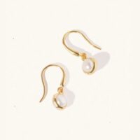 Gold Pearl June Birthstone Drop Earrings - Luceir - Silverado Jewellery