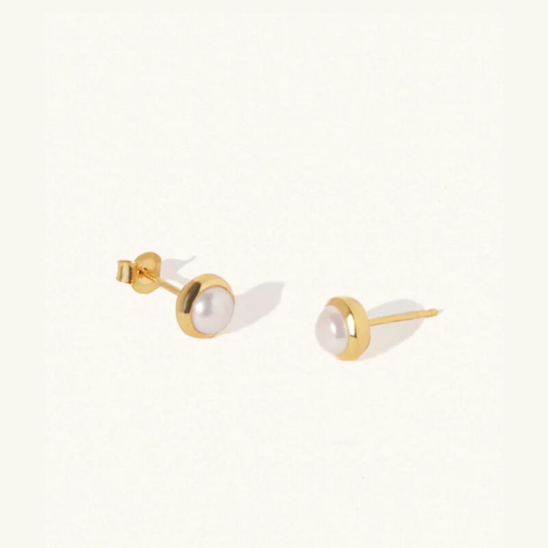 Gold Pearl June Stud Earrings - Luceir - Silverado Jewellery