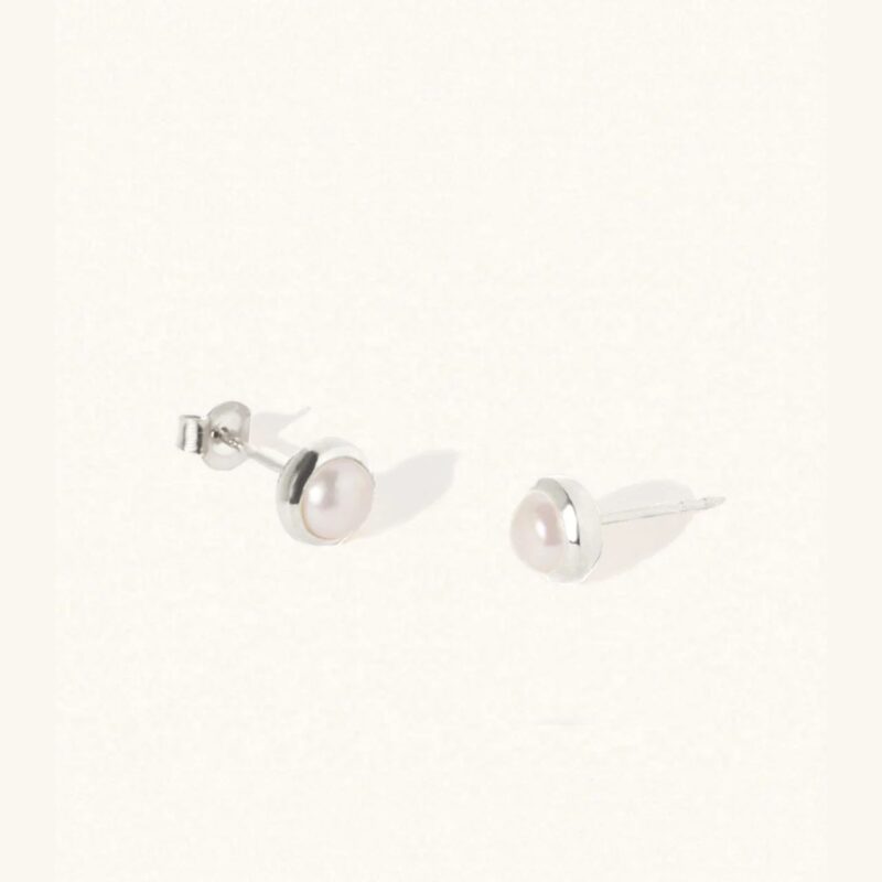 Silver Pearl June Birthstone Stud Earrings - Luceir - Silverado Jewellery