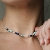 Coast Tumble Azure Gemstone Beaded Necklace - Kit Heath - Silverado Jewellery