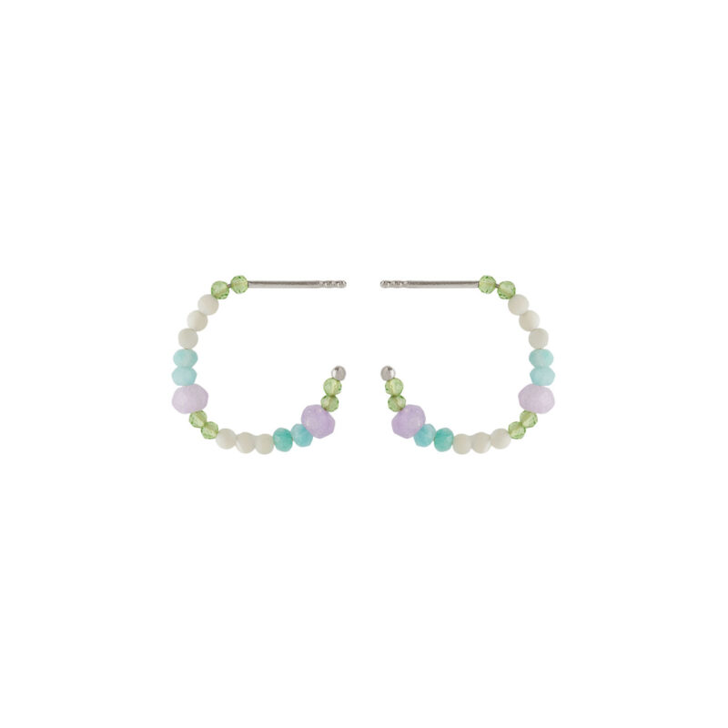 Silver Sea Colour Hoop Earrings - Pernille Corydon. - Silverado Jewellery
