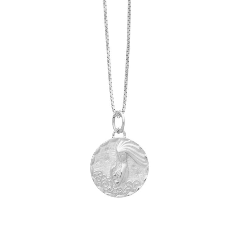 Silver aquarius zodiac coin necklace - Rachel Jackson - Silverado Jewellery