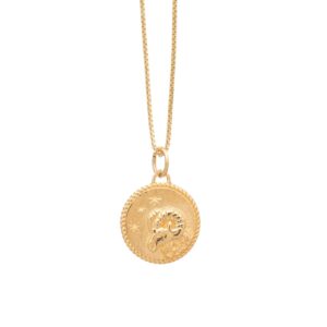 Gold Aries Zodiac Art Coin Necklace - Rachel Jackson - Silverado Jewellery