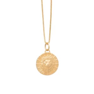 Gold Leo Zodiac Art Coin Necklace - Rachel Jackson - Silverado Jewellery