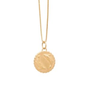 Gold pisces zodiac coin necklace - Rachel Jackson - Silverado Jewellery