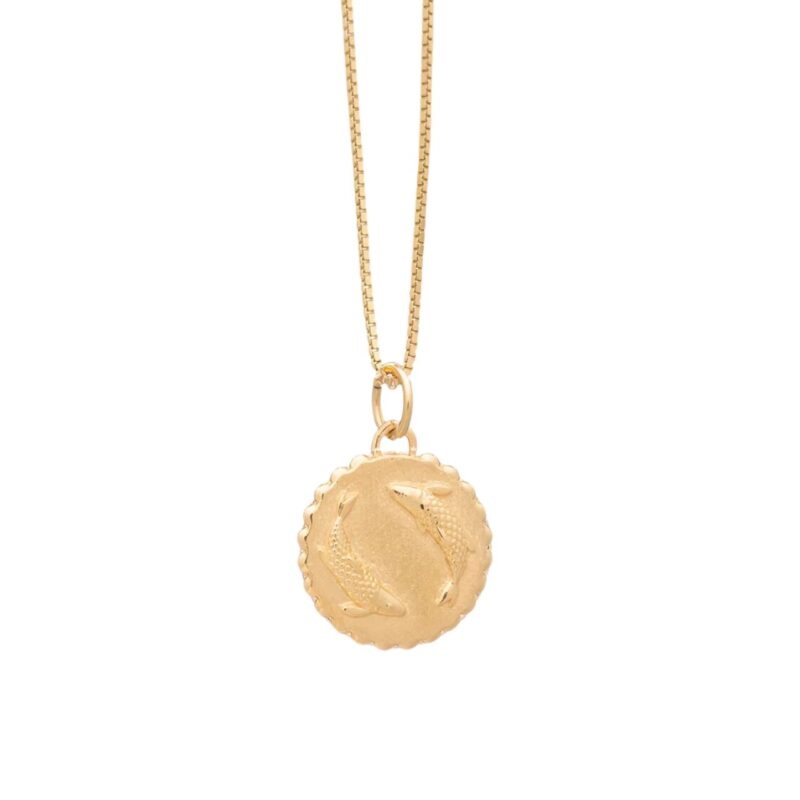 Gold pisces zodiac coin necklace - Rachel Jackson - Silverado Jewellery