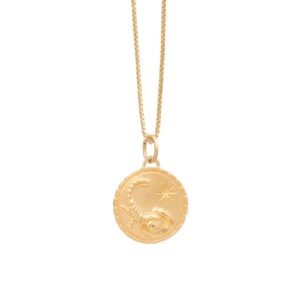 Gold Scorpio Zodiac Art Coin Necklace - Rachel Jackson - Silverado Jewellery