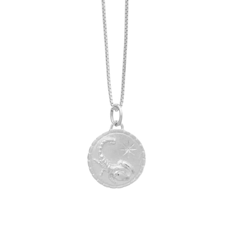 Silver Scorpio Zodiac Art Coin Necklace for Deep Connections