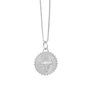 Silver Taurus Zodiac Art Coin Necklace - Rachel Jackson - Silverado Jewellery