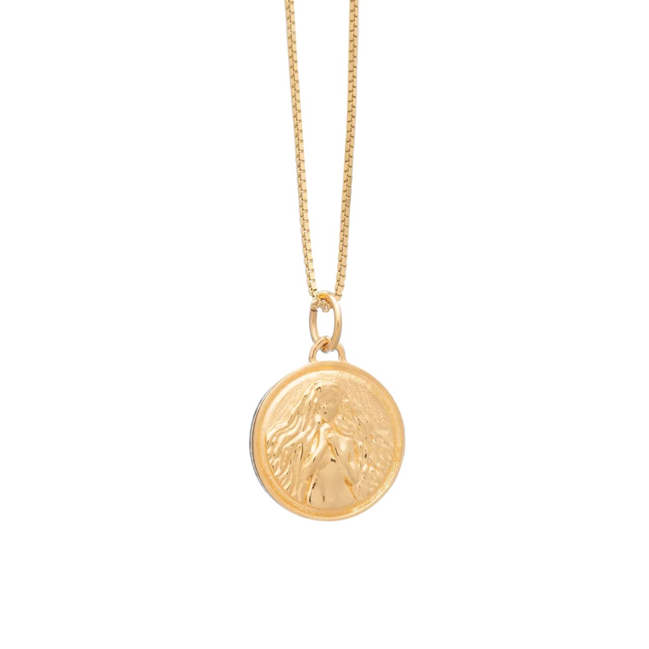 Gold Leo Zodiac Art Coin Necklace - Rachel Jackson - Silverado Jewellery