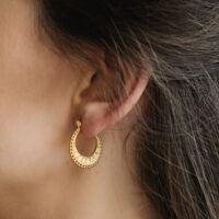 Gold Textured Hoop Earrings - Amie - Silverado Jewellery