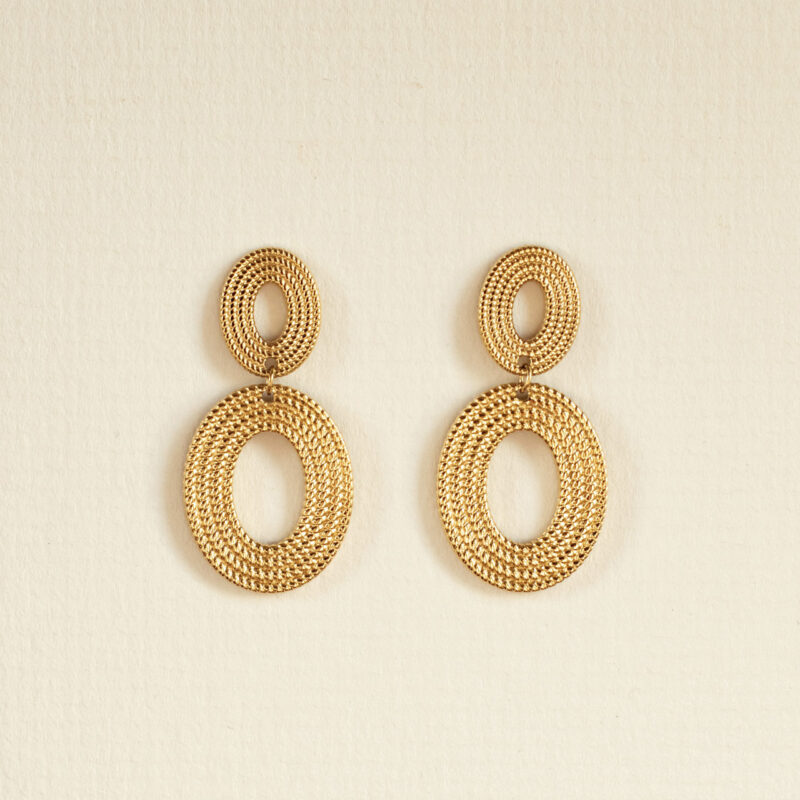 Double Oval Drop Earrings - Amie - Silverado Jewellery