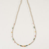 Silver Pink and Green Bead Necklace - Amie - Silverado Jewellery