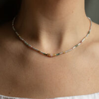 Silver, pink and green beaded necklace - Amie - Silverado Jewellery