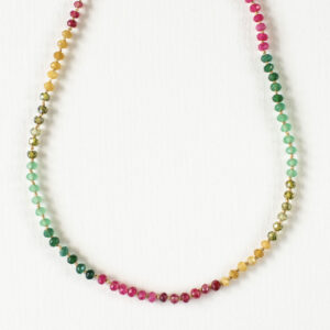 Green, yellow and pink beaded necklace - Aime - Silverado Jewellery