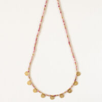 Pink bead and textured disc necklace - Aime - Silverado Jewellery