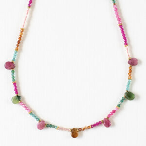 Colourful Tourmaline Peardrop Necklace - Aime - Silverado Jewellery