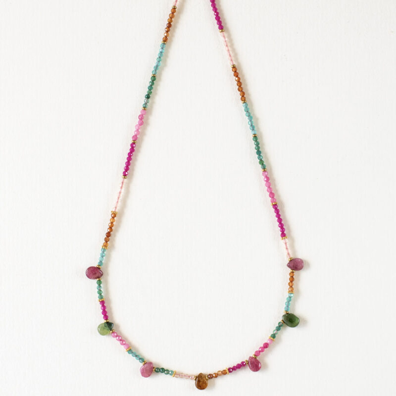 Colourful Tourmaline Peardrop Necklace - Aime - Silverado Jewellery