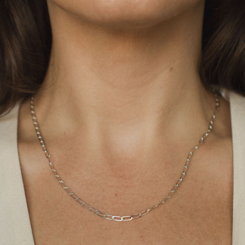 Dainty Silver Paperclip Necklace - Silverado Jewellery