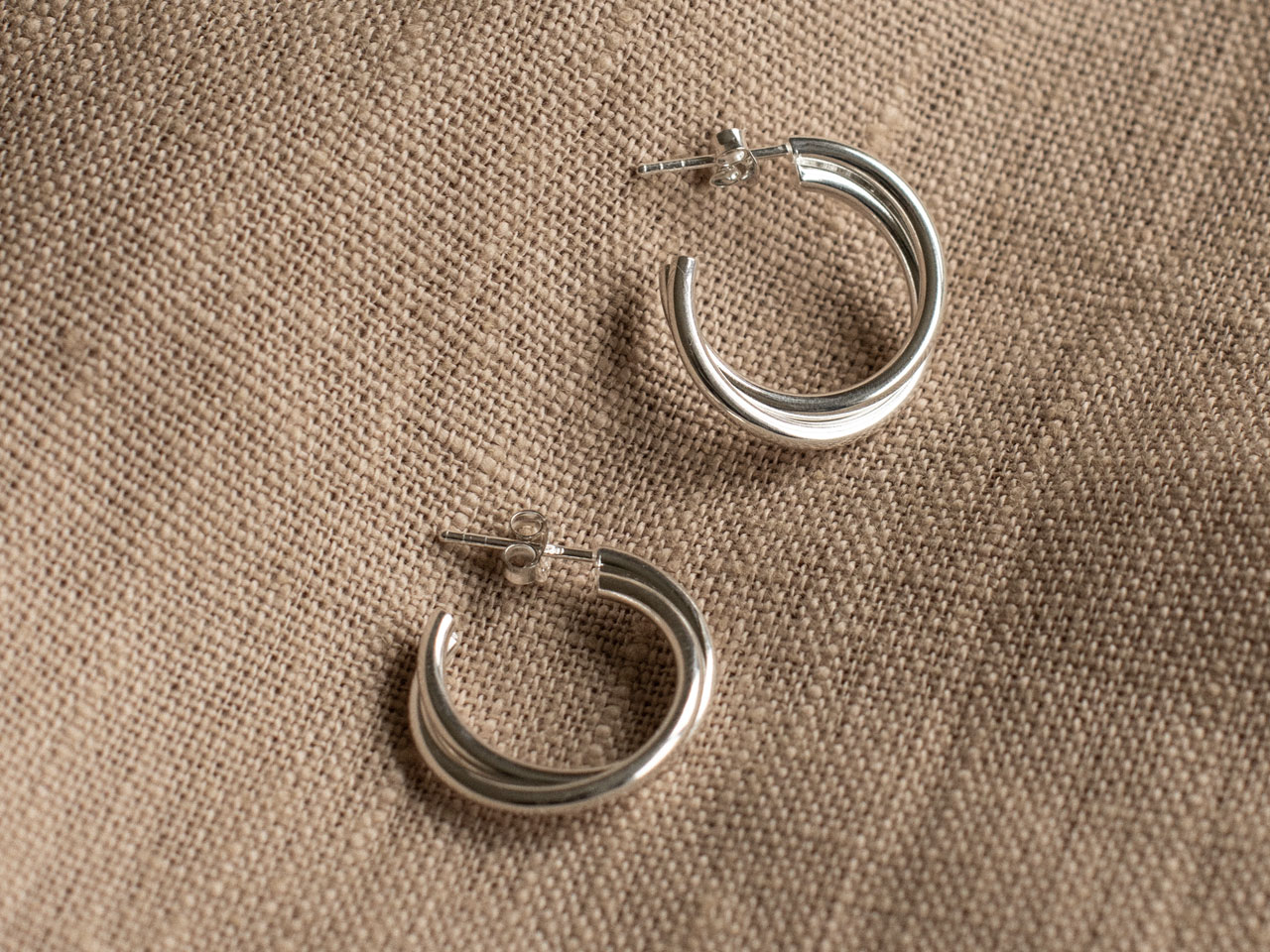 Gold Ridged Texture Huggie Hoops - Silverado Jewellery