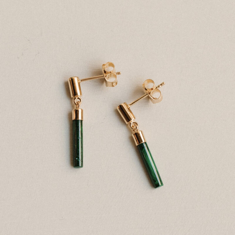 Gold Malachite bar earrings - Vurchoo - Silverado Jewellery