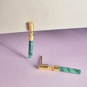 Gold Malachite bar earrings - Vurchoo - Silverado Jewellery